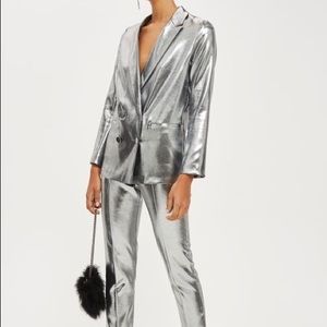 Silver Metallic BLAZER by Topshop - Fits Size 4/6